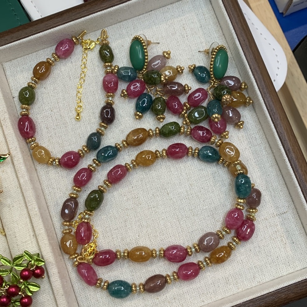 Tourmaline vintage set earrings bracelet necklace